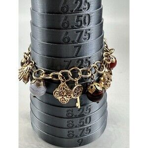 Itaor Vermeil 925 Italy Bracelet & Filigree & Bead Dangle Charms 8"